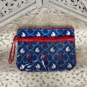 Nautical travel makeup bag organizer preppy sailboat resortwear coastal cowgirl